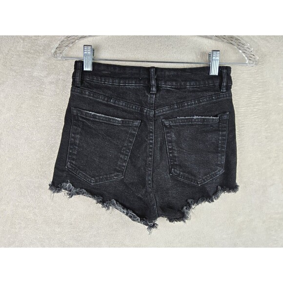 Zara Women’s Distressed Cut Off Jean Denim Black Shorts Size 2 - Picture 2 of 3